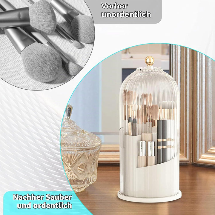 Rotierender Pinselhalter mit 360° Drehung und staubdichtem Deckel - Platzsparender Organizer für Kos