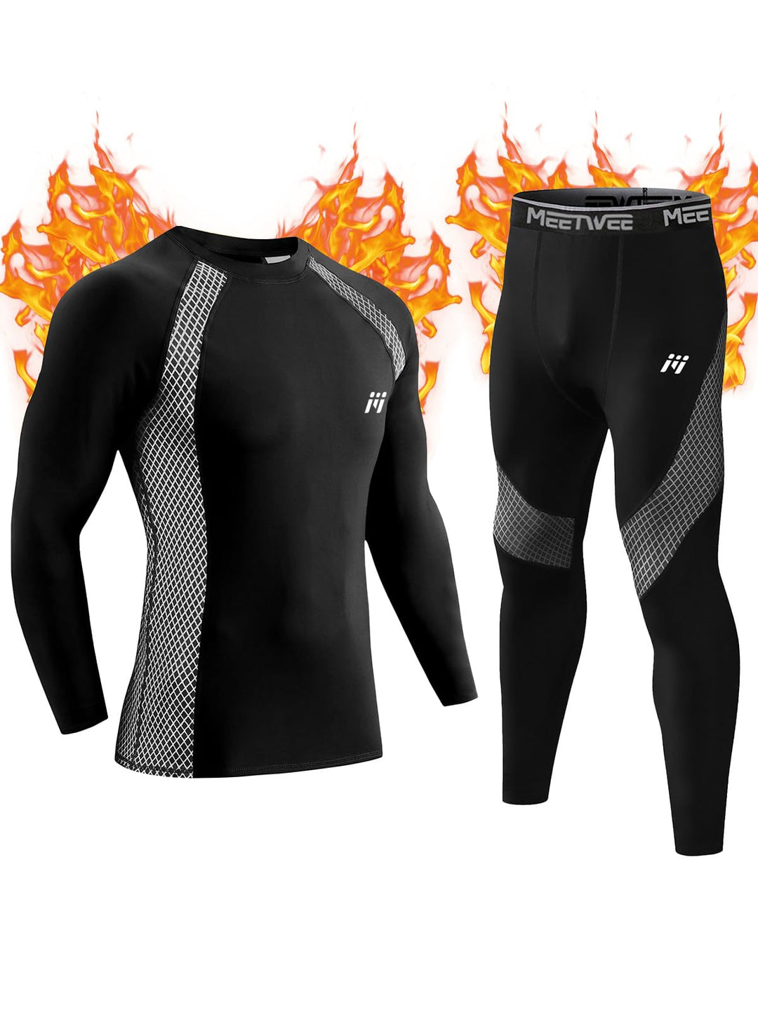Herren Thermounterwäsche Herren Funktionsunterwäsche Atmungsaktiv Thermo Unterwäsche Baselayer-Set S