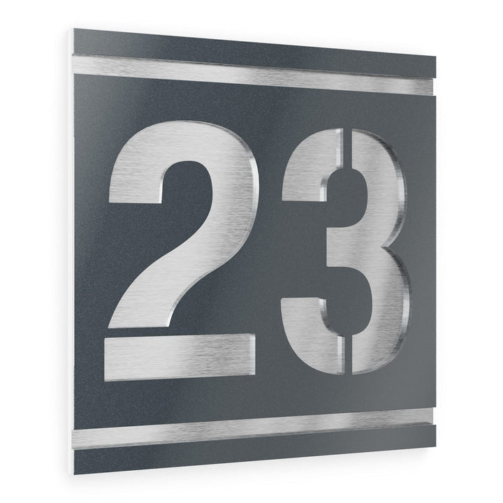 Graviers Design Hausnummernschild mit Gravur aus V2A Edelstahl 120x120mm - Anthrazit Metallic - Wett