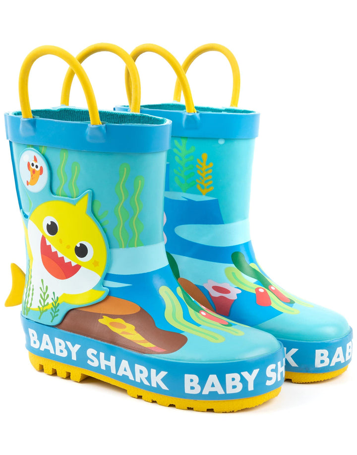 Baby Shark Gummistiefel Kinder Kleinkinder | Mädchen Jungen animiert Singen Hai Familienlied Regen G