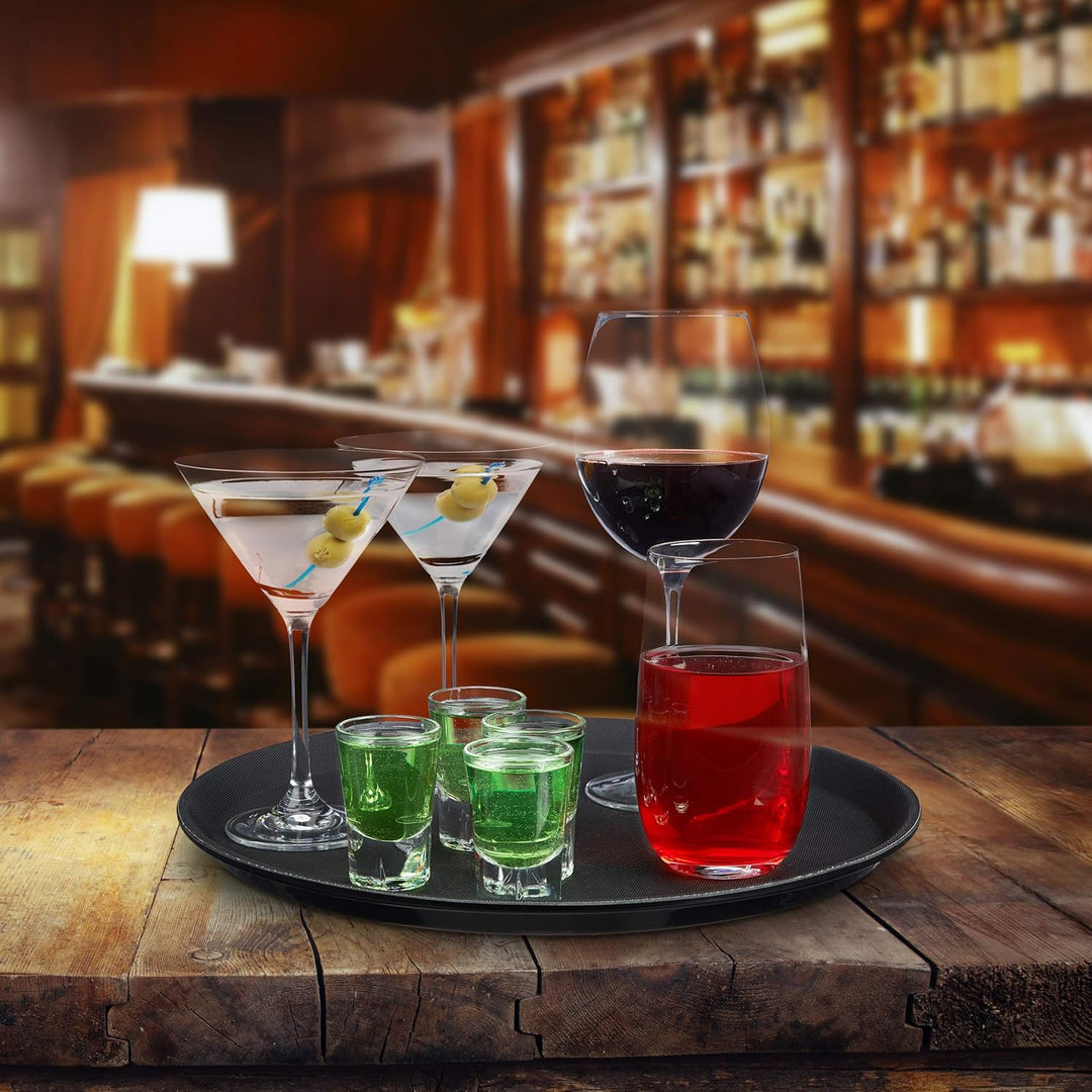 10 x Gastro Tablett, rutschfeste Oberfläche, hoher Rand, Kellnertablett für Café, Bar, Restaurant, Ø