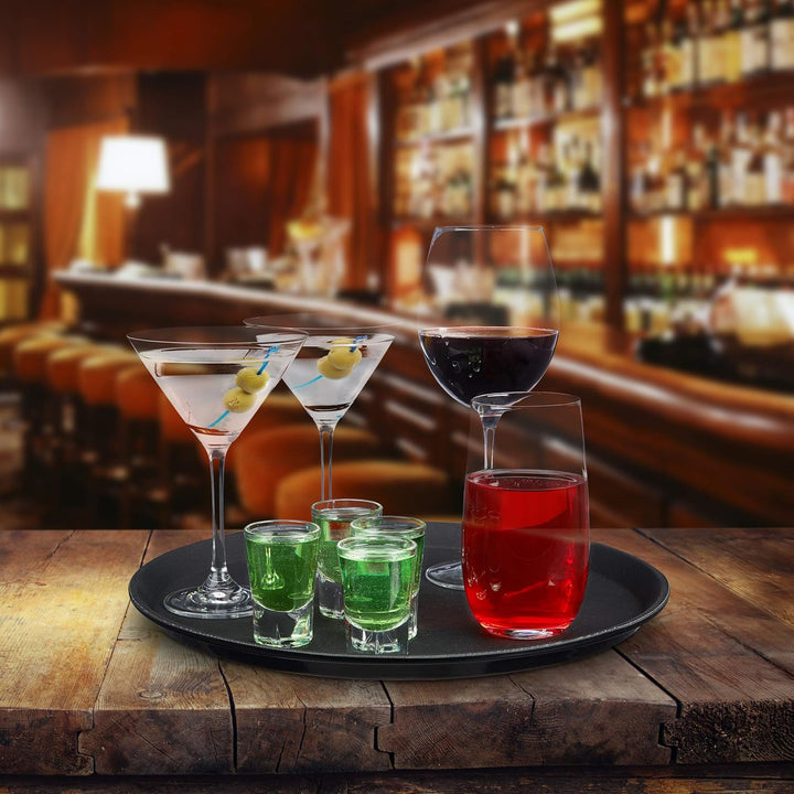 10 x Gastro Tablett, rutschfeste Oberfläche, hoher Rand, Kellnertablett für Café, Bar, Restaurant, Ø