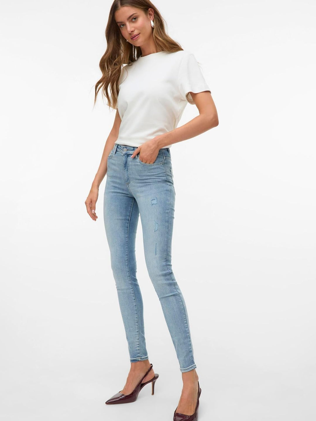 VERO MODA Female Skinny Jeans VMSOPHIA Hohe Taille Skinny Fit Jeans XXS / 32L Light Blue Denim, XXS