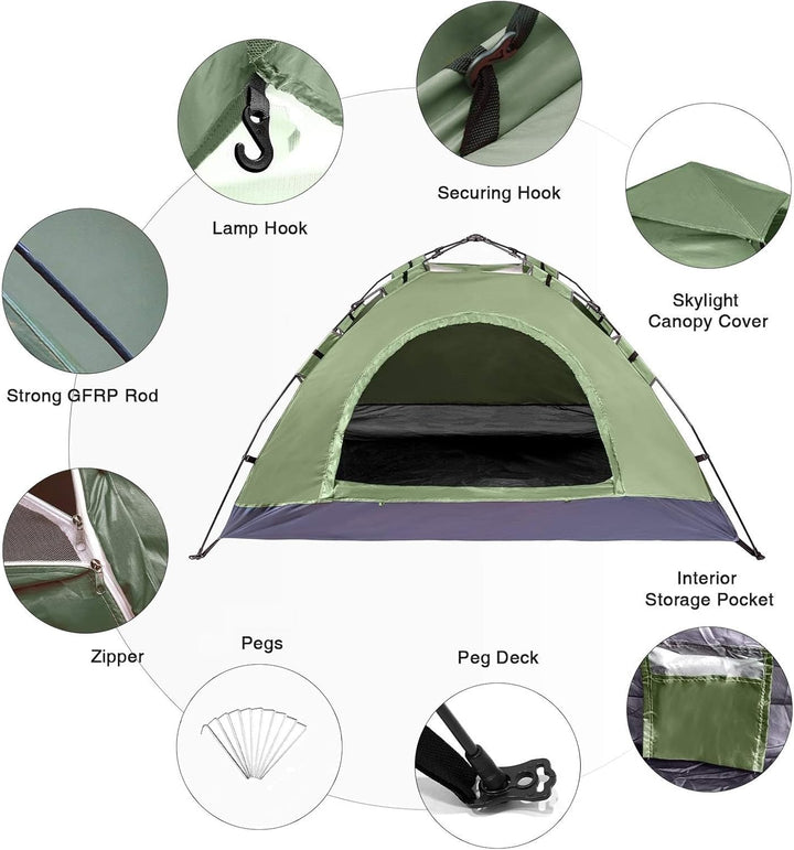 Zelt 2 Personen Wasserdicht, Ultraleicht Camping Zelt, Einfaches Einrichten 2 Mann Zelt Kleines Pack