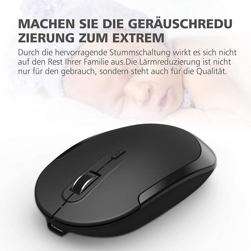 iClever 2.4G Tastatur Maus Set Kabellos, Aluminium Wireless Slim Tastatur QWERTZ Layout (Deutsch), f
