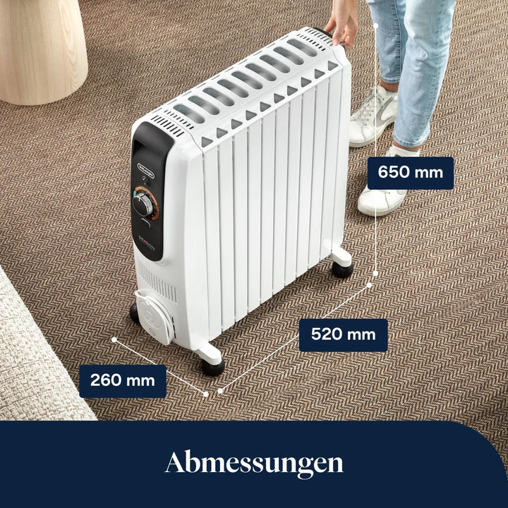 De'Longhi Dragon EasyTronic – Ölheizer für Räume bis 75m³, Elektroheizung mit Sicherheitsthermostat,