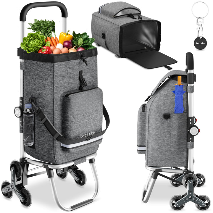 tectake® 3-in-1 Einkaufstrolley Treppensteiger, nutzbar als Umhängetasche, Sackkarre, Rollwagen klap