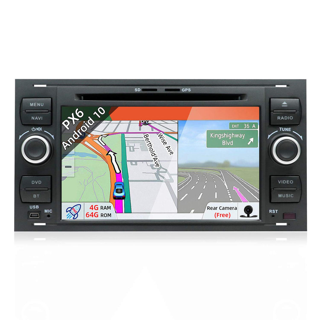 JOYX PX6 Android 10 Doppel Din Autoradio Passt für Ford Focus/Mondeo/C-Max/Connect/Fiesta/Fusion/Gal