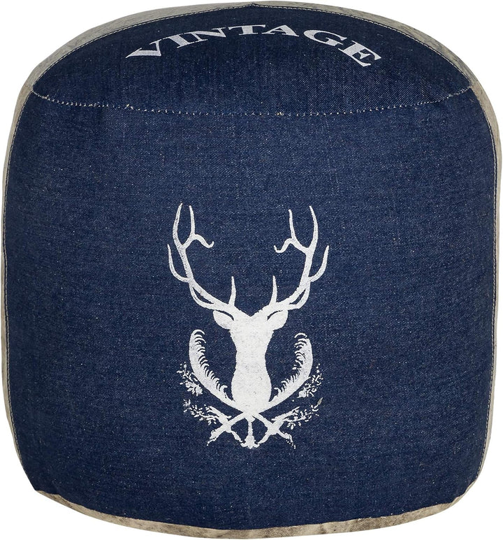 WOMO-DESIGN Sitzpouf Jacksonville Ø35x43cm, Natur/Blau, Unikat, handgefertigt aus Segeltuch/Jeans, B