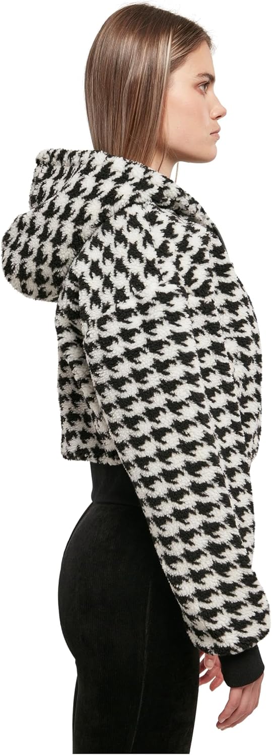 Urban Classics Ladies Short Oversized AOP Sherpa Jacket, stylische Frauen Jacke im Oversize Fit, erh