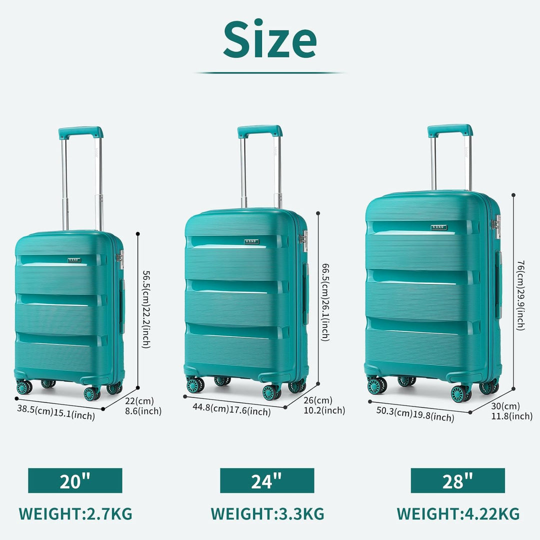 KONO Gepäck-Sets… 3er Koffer Set Türkis Grün, 3er Koffer Set Türkis Grün