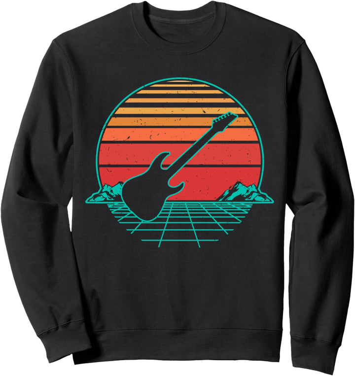 Elektrische Gitarre Gitarrist Retro Vintage Sunset Geschenk Sweatshirt