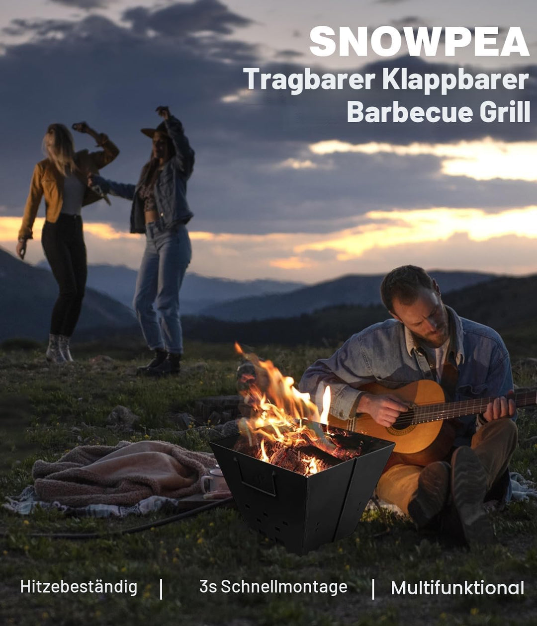 Snowpea - Tragbare Feuerstelle für Camping, Faltbare Outdoor-Feuerstelle, Outdoor-Feuerstelle mit Tr