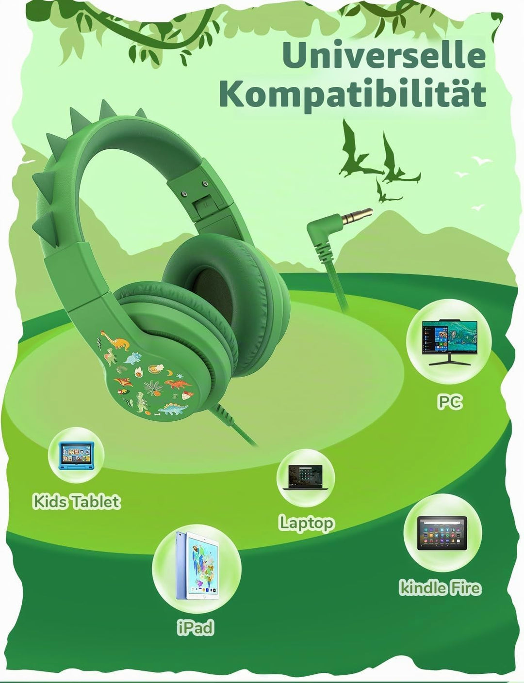 iClever Kinder Kopfhörer, Kinderkopfhörer mit Kabel 85dBA Sichere Lautstärke, HS19S Stereo-Sound Ove