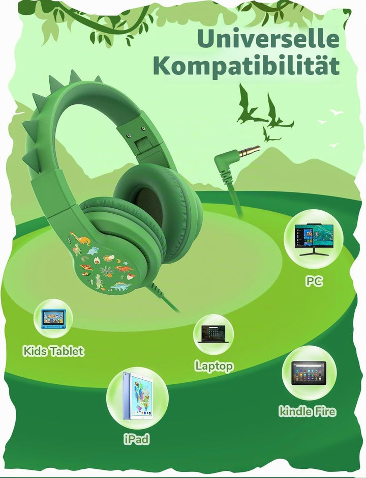 iClever Kinder Kopfhörer, Kinderkopfhörer mit Kabel 85dBA Sichere Lautstärke, HS19S Stereo-Sound Ove
