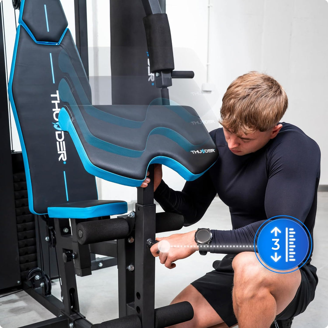 THUNDER Multifunktionale Kraftstation Home Gym Fitnessstation mit Kabelzug &amp; Muskelaufbau Training D