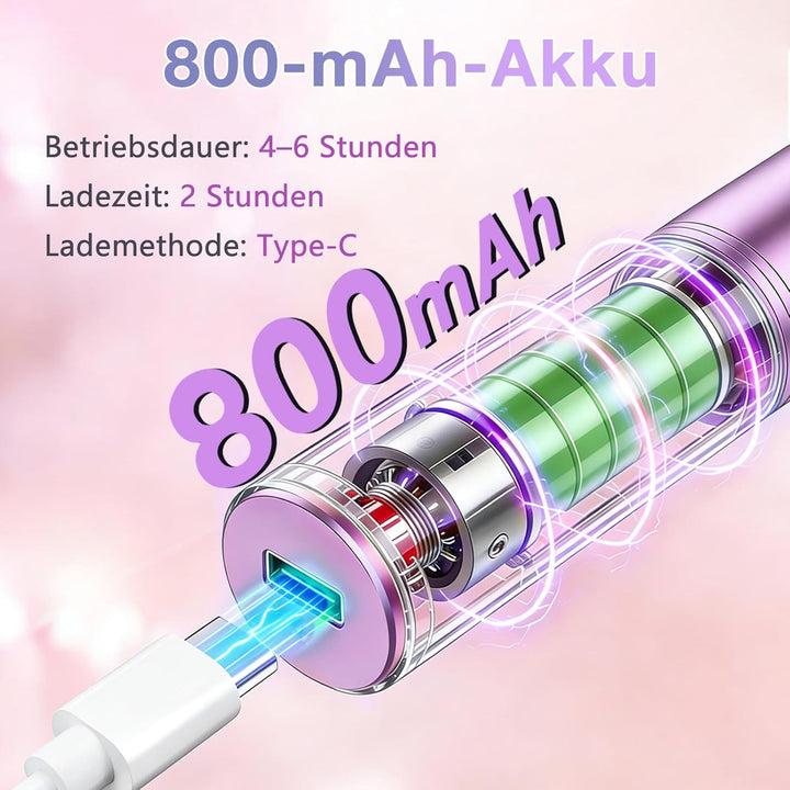 Nagelfräser Kabellos Tragbar 800mAh Elektrische Nagelfeile Professionell 12-IN-1 4-6 Stunden Arbeits