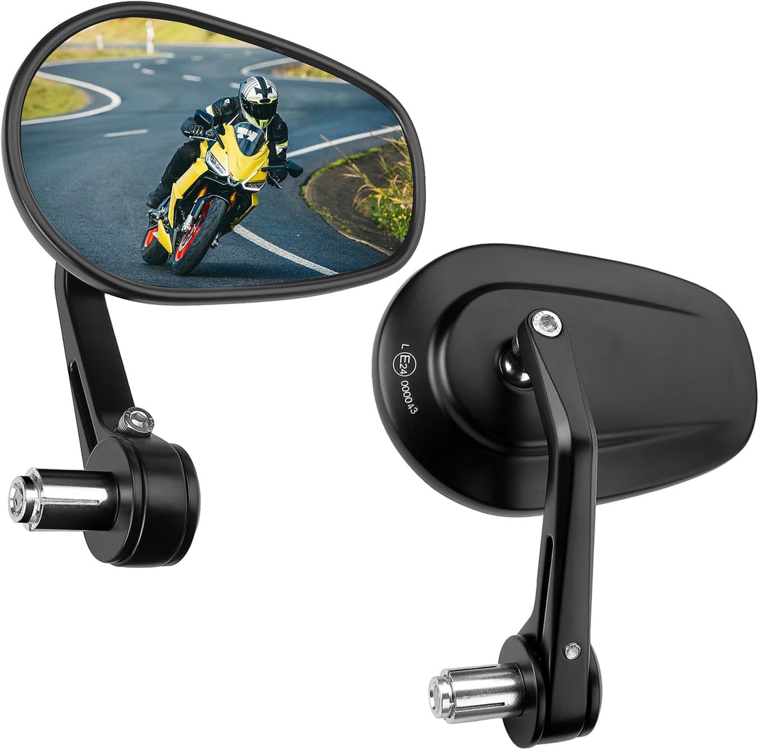 KEMIMOTO Lenkerendenspiegel Motorrad E-geprüft, Universal Motorradspiegel für Lenker,360°drehbarer L