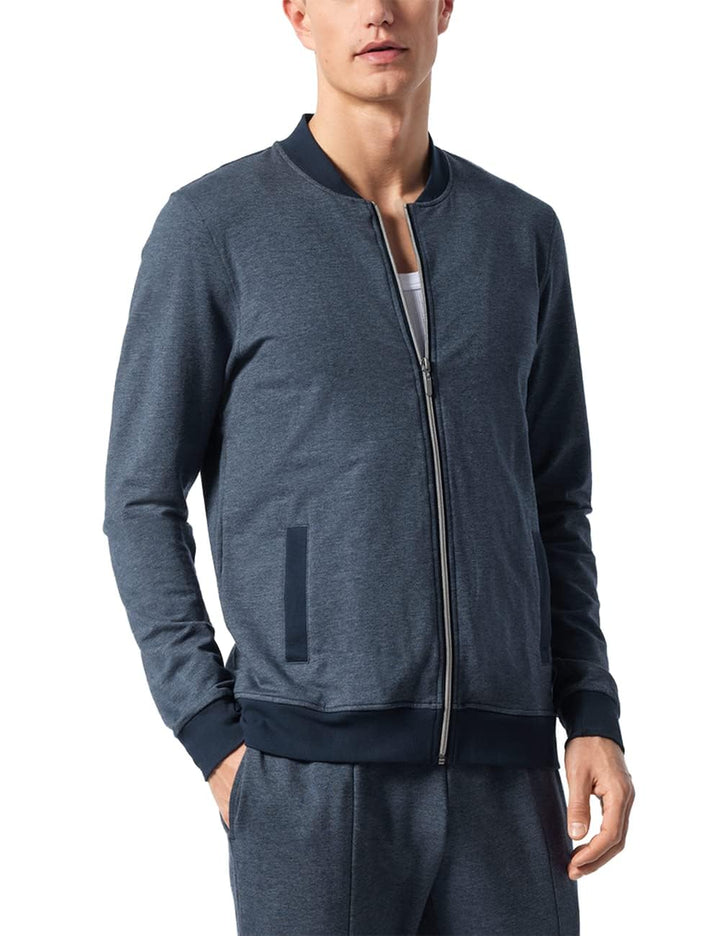 Schiesser Herren Jacke Pyjamaoberteil 56 Dunkelblau-gem., 56 Dunkelblau-gem.