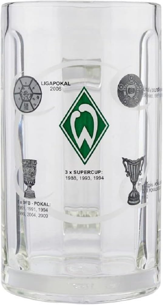 SV Werder Bremen Bierseidel - Erfolge - 0,5 l Glas Krug Bierglas - plus Lesezeichen I love Bremen
