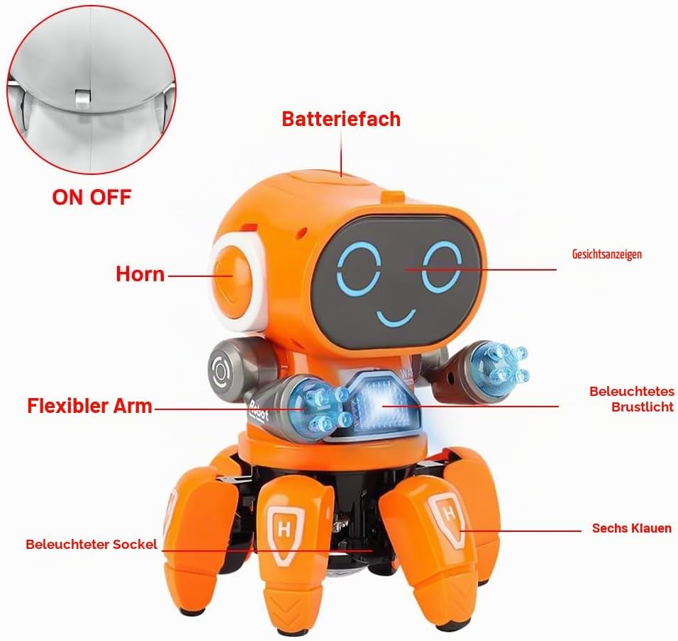 YATOSEEN Kinder Roboter Spielzeug, Begleitroboter für Kinder, mit Bunter Lichtprojektion, Tanzen, Si