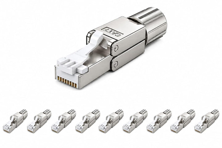 WOOJA 10 Stück Feldkonfektionierbare RJ45-Stecker CAT7 geschirmt werkzeuglose Montage Netzwerkstecke