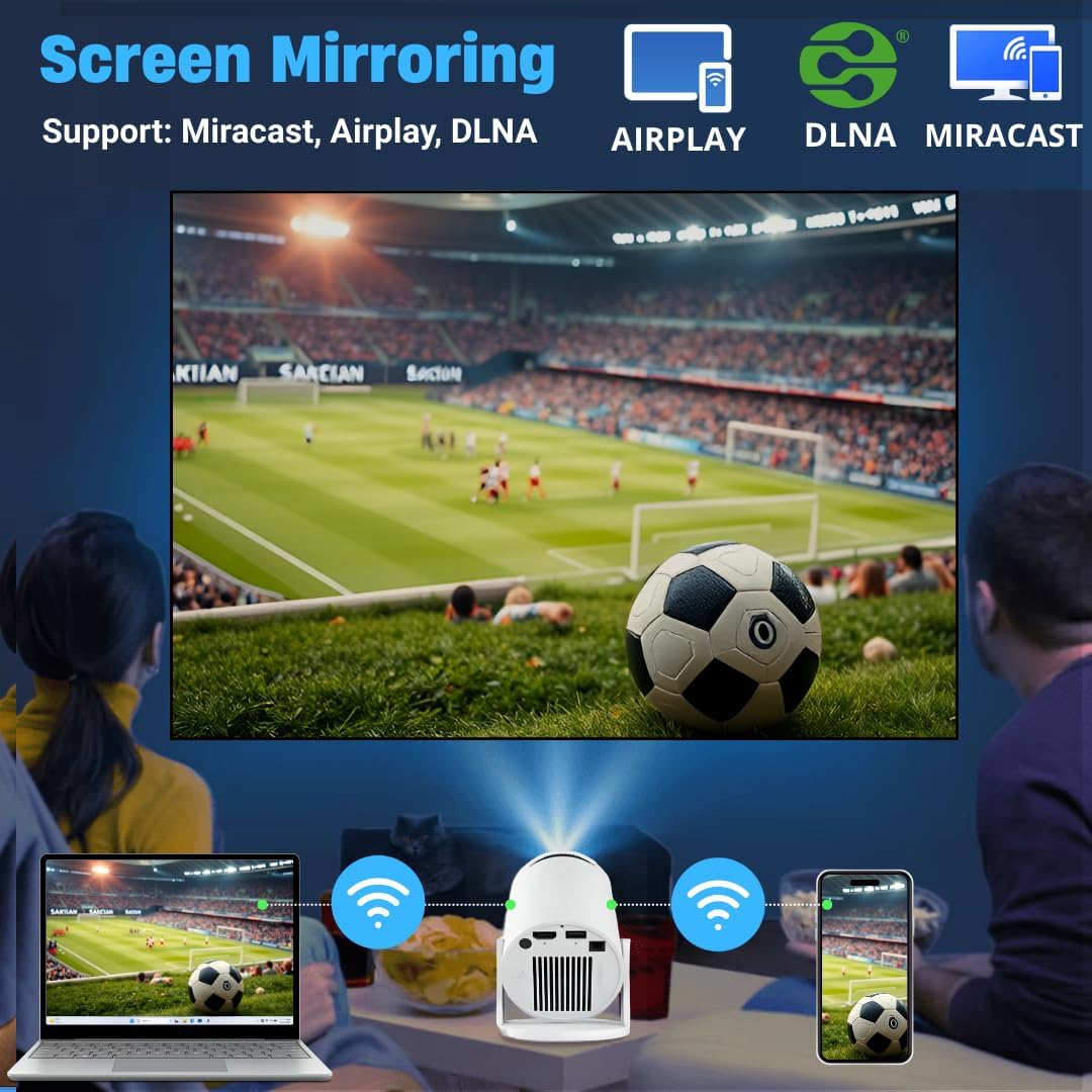 Mini Beamer 4K Mini Projektor mit Android 11, WiFi6 & Bluetooth5.4, Full HD Projektor,160 Ansi Lumen