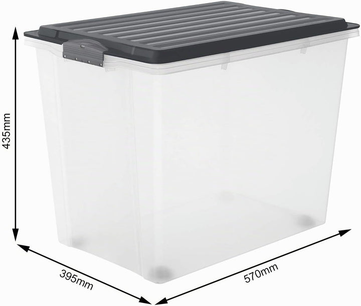 3er-Set Aufbewahrungsbox 70l mit Deckel und Rollen 3x70l Anthrazit/Transparent, 3x70l Anthrazit/Tran