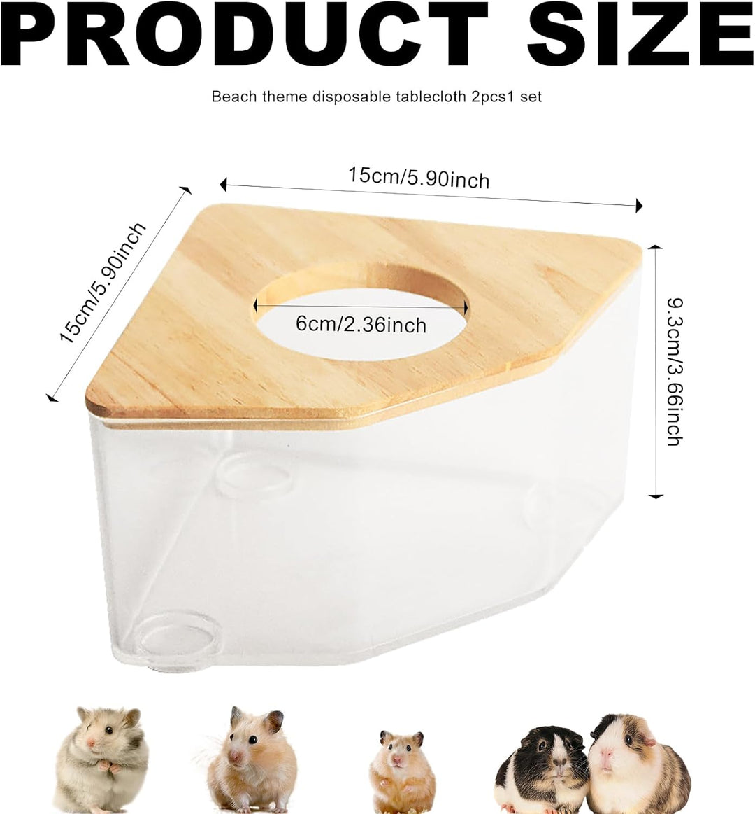PLUSHCEWT Hamster Sandbad,Hamster Sandbad Container,Transparentes Hamster Sandbad mit Holzdeckel,Ham