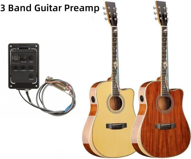 Nicoone 3-Band-Gitarrenvorverstärker Equalizer für Akustikgitarren-Equalizer Eine Bord Des Preamp-Pi