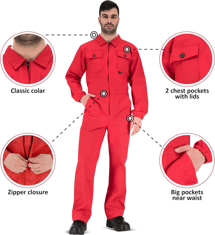 BWOLF ANAX Arbeitsoverall Herren Overall Herren Arbeitskleidung 100% Baumwolle Arbeitsoveralls mit 5