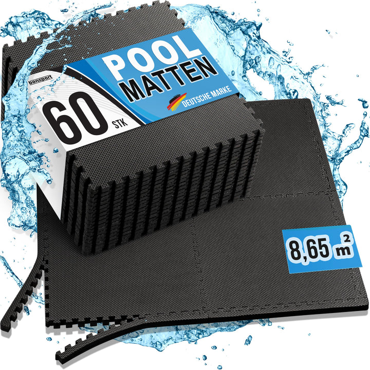 bonsport Pool Unterlegmatte Poolmatte 60 Stück - Bodenschutz Matte für den Pool/Planschbecken - Bode