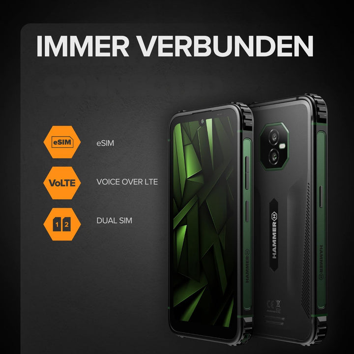 Hammer Ranger 4G 8+8GB/256GB Outdoor Handy, Baustellenhandy und Rugged Smartphone, 6" Display, IP69