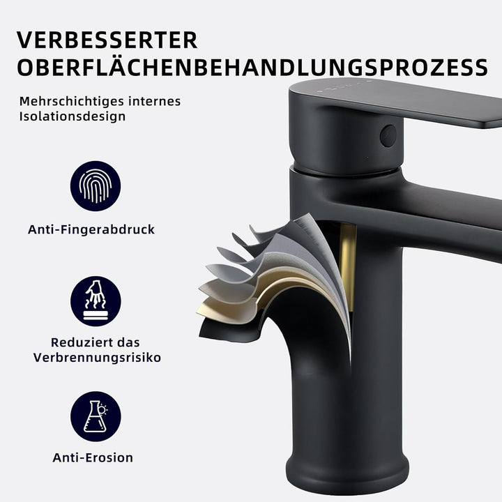 BELZ Wasserhahn Bad, Einhebel-badarmatur, Armatur Badezimmer, Mischbatterie Bad, Höhe 96 mm, Energie
