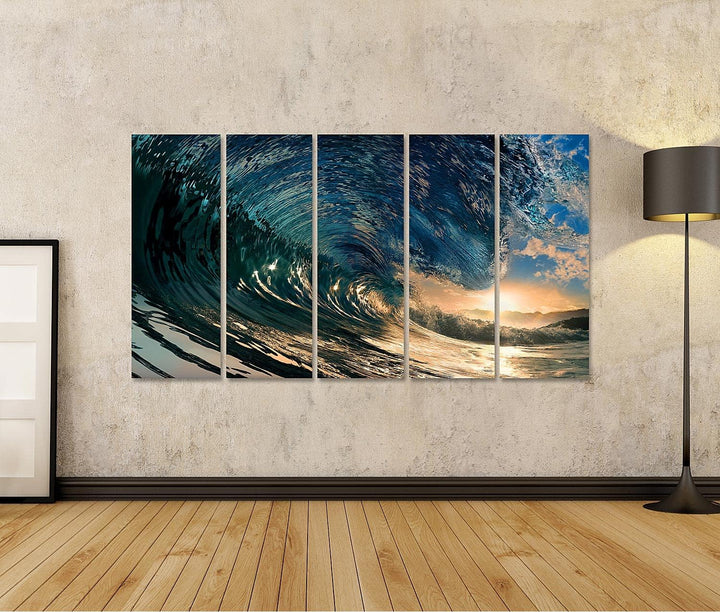 islandburner Bild auf Leinwand Sonnenuntergang Strand Ozean Welle Bilder Wandbilder Poster Leinwand