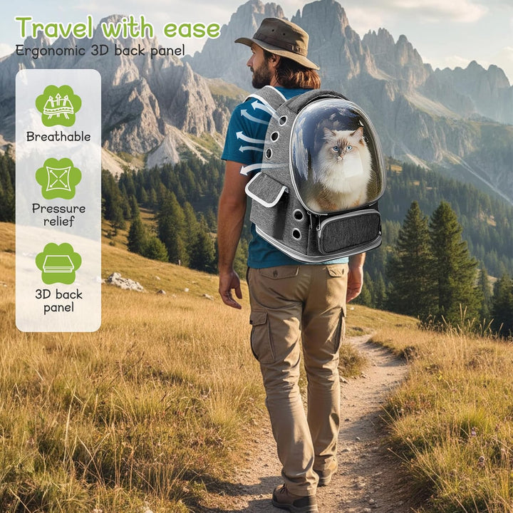 Katzenrucksack Bubble Transparent, Haustier Rucksack mit Netzfenster - Tragbarer & Faltbarer Hundetr