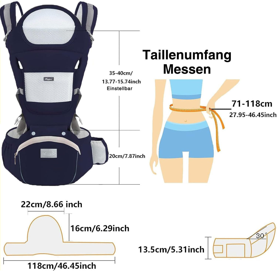 TOFFCAEA 6-in-1 Babytrage Neugeborene, Babytrage Ergonomische Reine Baumwolle Leicht, verstellbarer