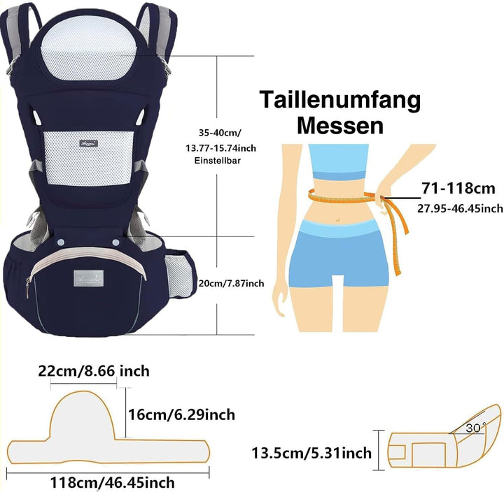 TOFFCAEA 6-in-1 Babytrage Neugeborene, Babytrage Ergonomische Reine Baumwolle Leicht, verstellbarer