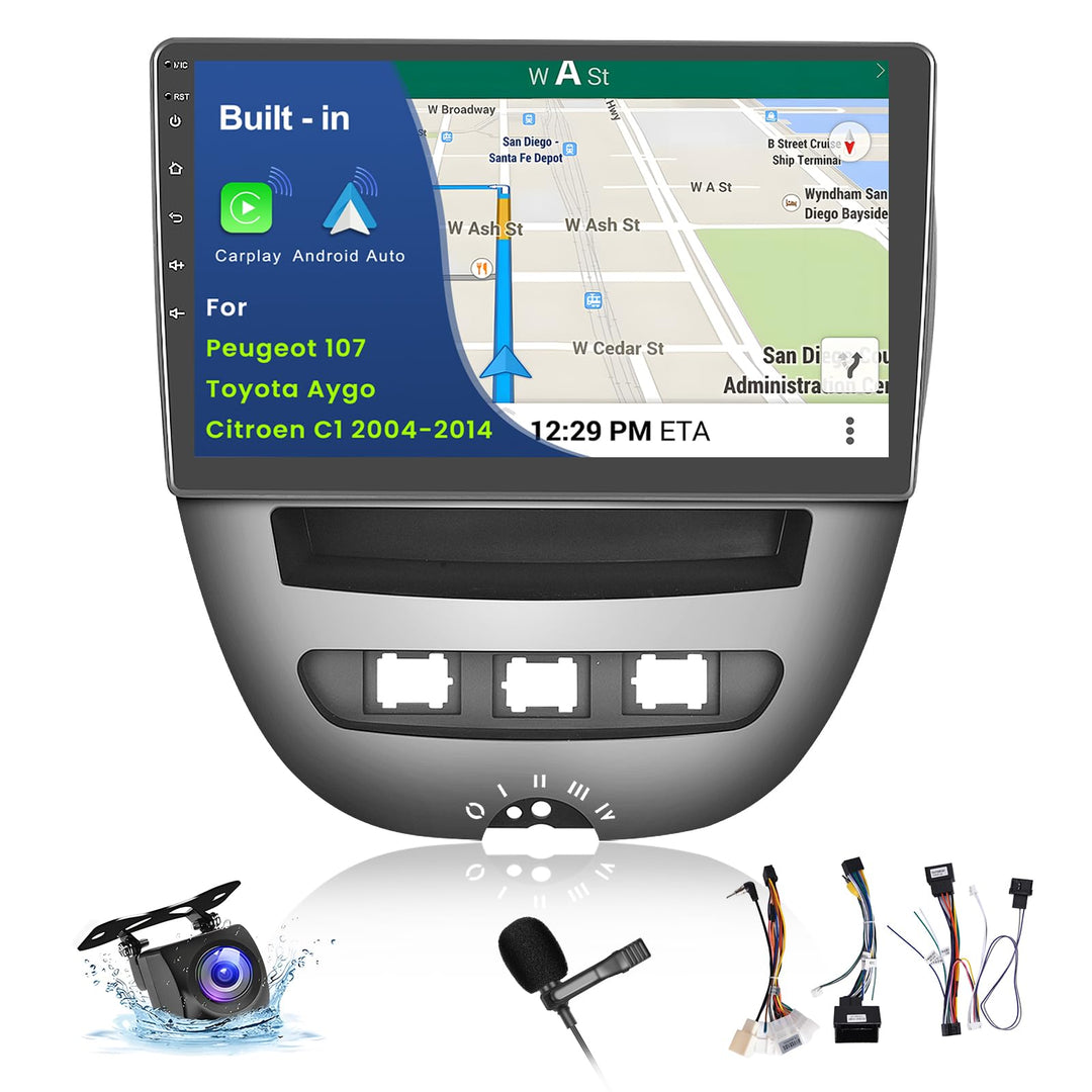 Inefala Autoradio für Peugeot 107/Toyota Aygo/Citroen C1 2004-2014, 2G+64G Android 15, Wireless Carp