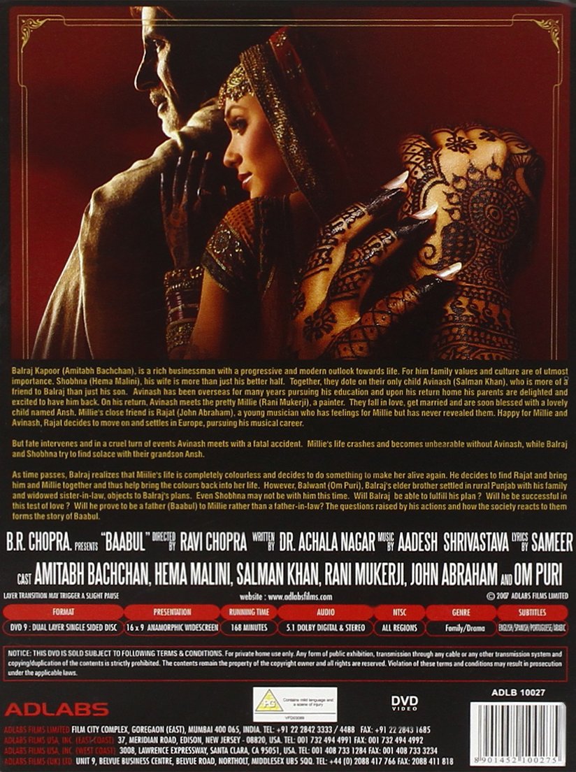 Baabul, DVD