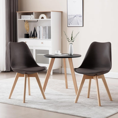 WOLTU 4er Set Esszimmerstühle Küchenstuhl Design Stuhl Esszimmerstuhl Kunstleder Holz Braun BH29br-4