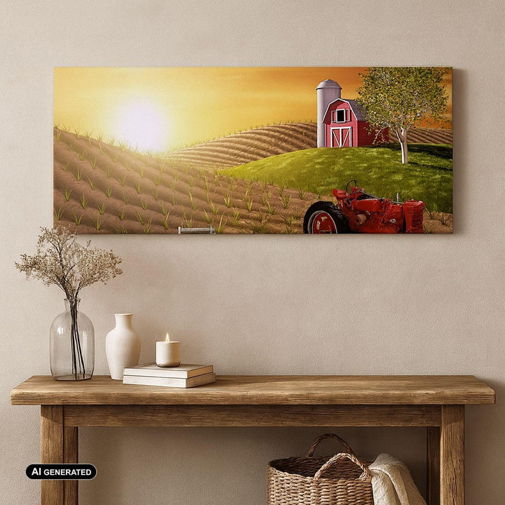 Wandbilder Dekoration Wohnzimmer Morgen Bauernhof Feld Plantage Panorama Bilder auf Leinwand 120x50c