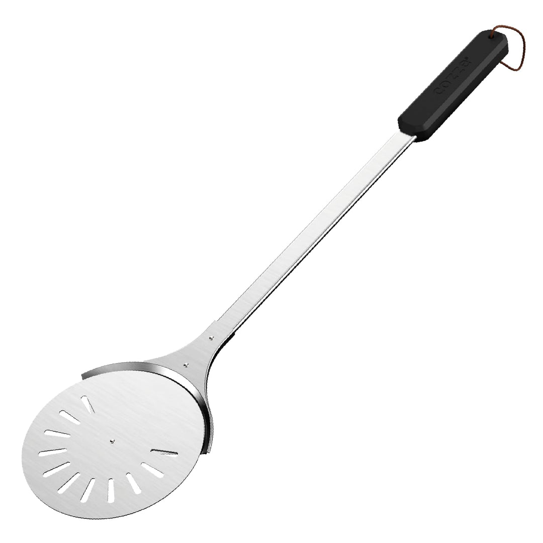 cozze® Premium Edelstahl Pizzaschieber – Elegantes Drehdesign, 76 cm Komfortgriff, Hitzebeständigkei
