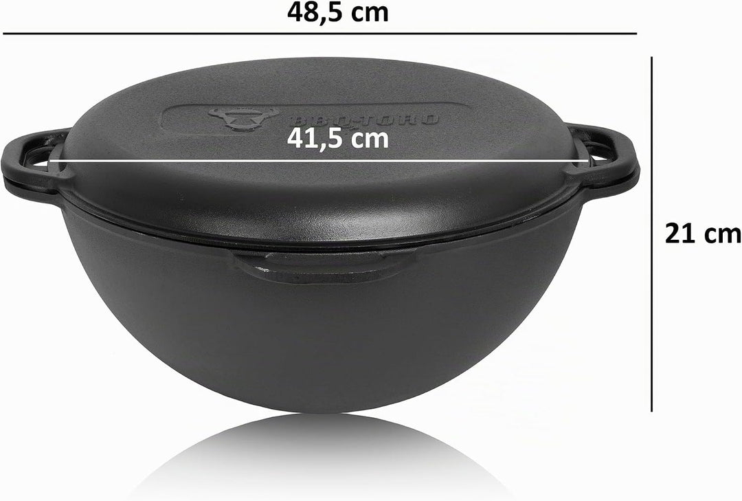 BBQ-Toro Gusseisen Kazan mit Kazan Ofen Ø 39,5 cm | 16 L Gusstopf mit Deckel, Gusseisentopf | Gulasc