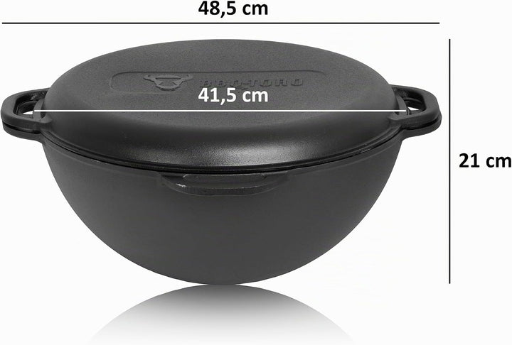 BBQ-Toro Gusseisen Kazan mit Kazan Ofen Ø 39,5 cm | 16 L Gusstopf mit Deckel, Gusseisentopf | Gulasc