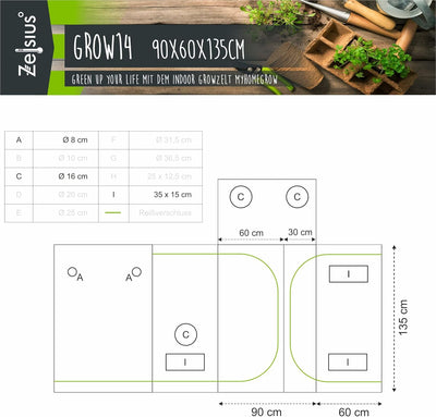 Zelsius Growzelt MyHomeGrow 2-in-1 Grow Tent | Indoor Growbox | schwarz grün | Growroom Growschrank