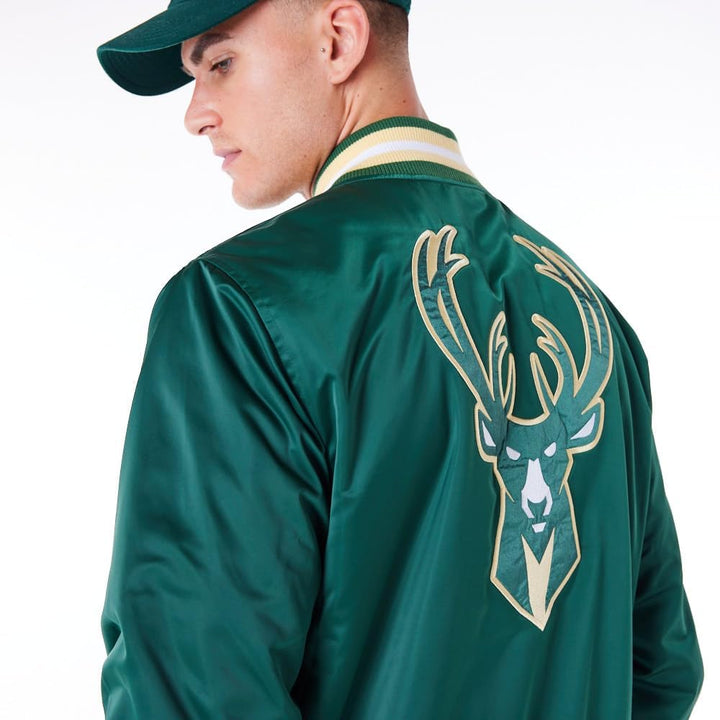New Era NBA Bomber Milwaukee Bucks Jacke Bomberjacke Grün XXL, Grün XXL