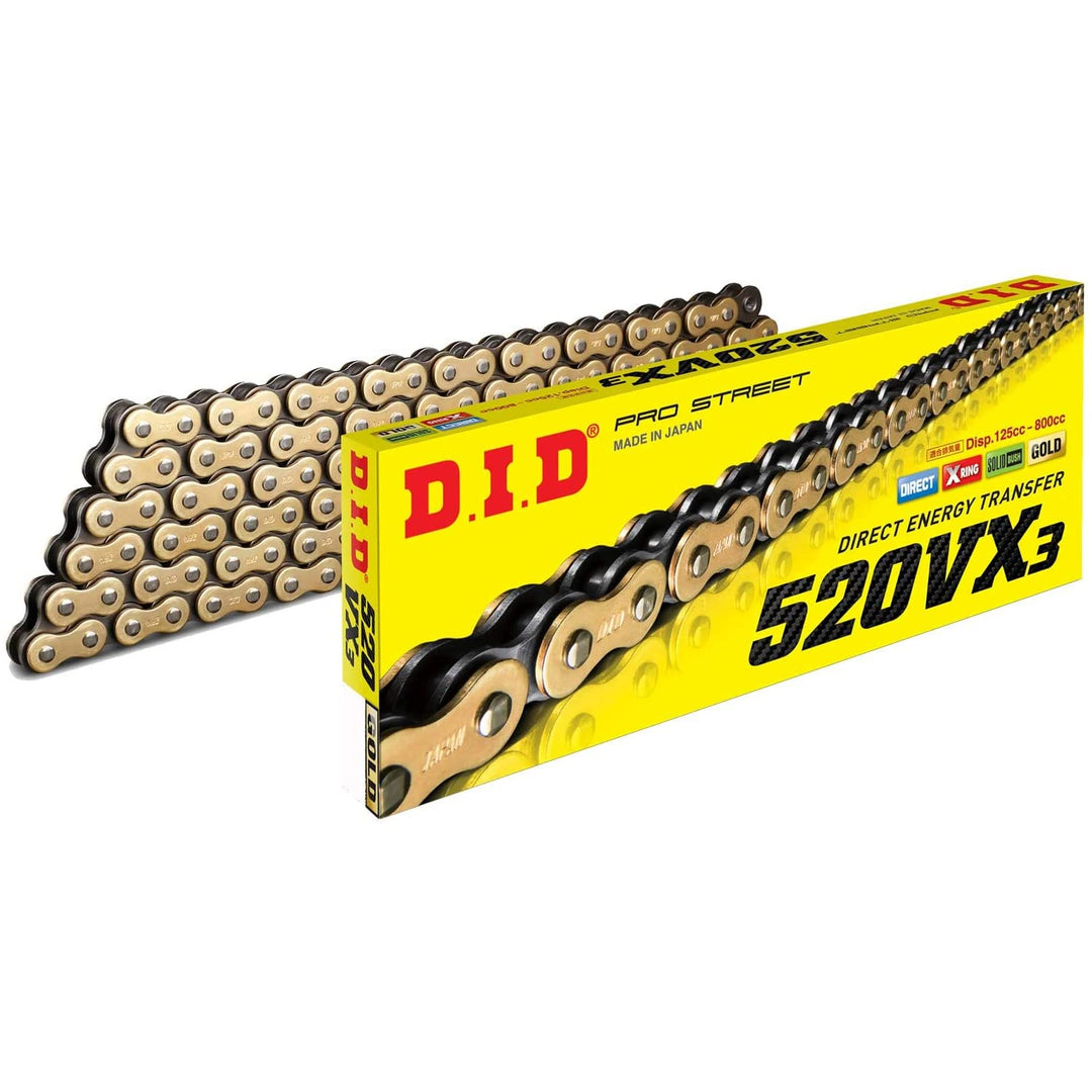 DID 520VX3 Kette (Gold & Schwarz) – Länge: 112 Glieder mit Nietenverbindung (ZJ)