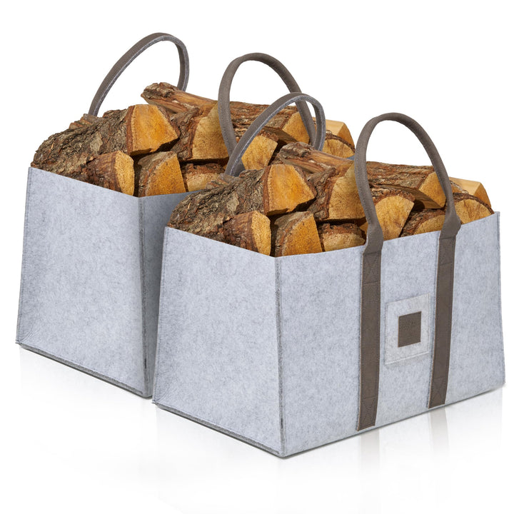 OAKAGE® Einkaufstaschen Faltbar [2er Set] Filztaschen Shopper Holzkorb für Kaminholz Gross Kaminholz