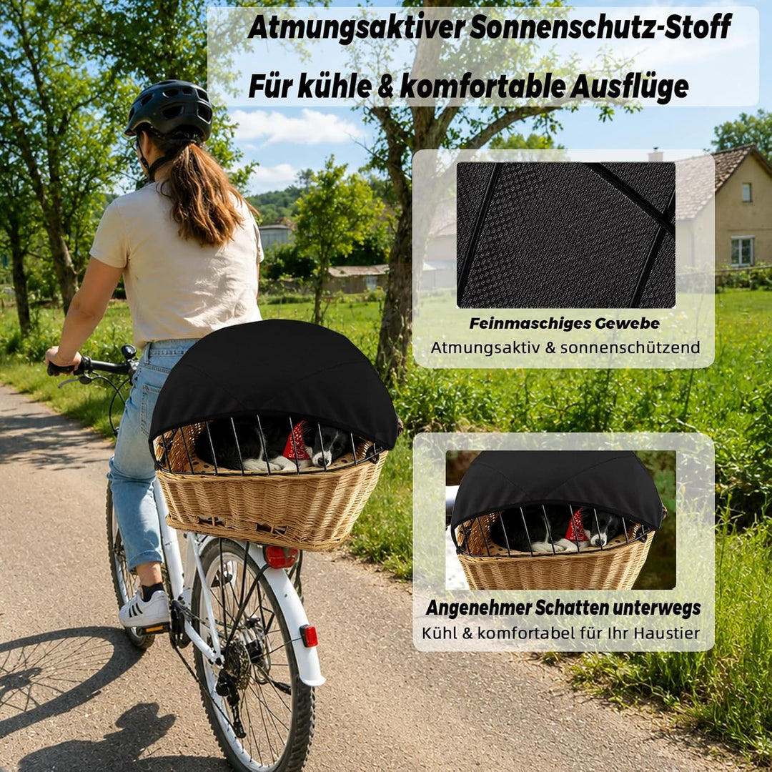 Sonnensegel für Hundefahrradkorb &amp; Fahrradkorb – Grosses, verstellbares Schutznetz für Hunde – Atmun